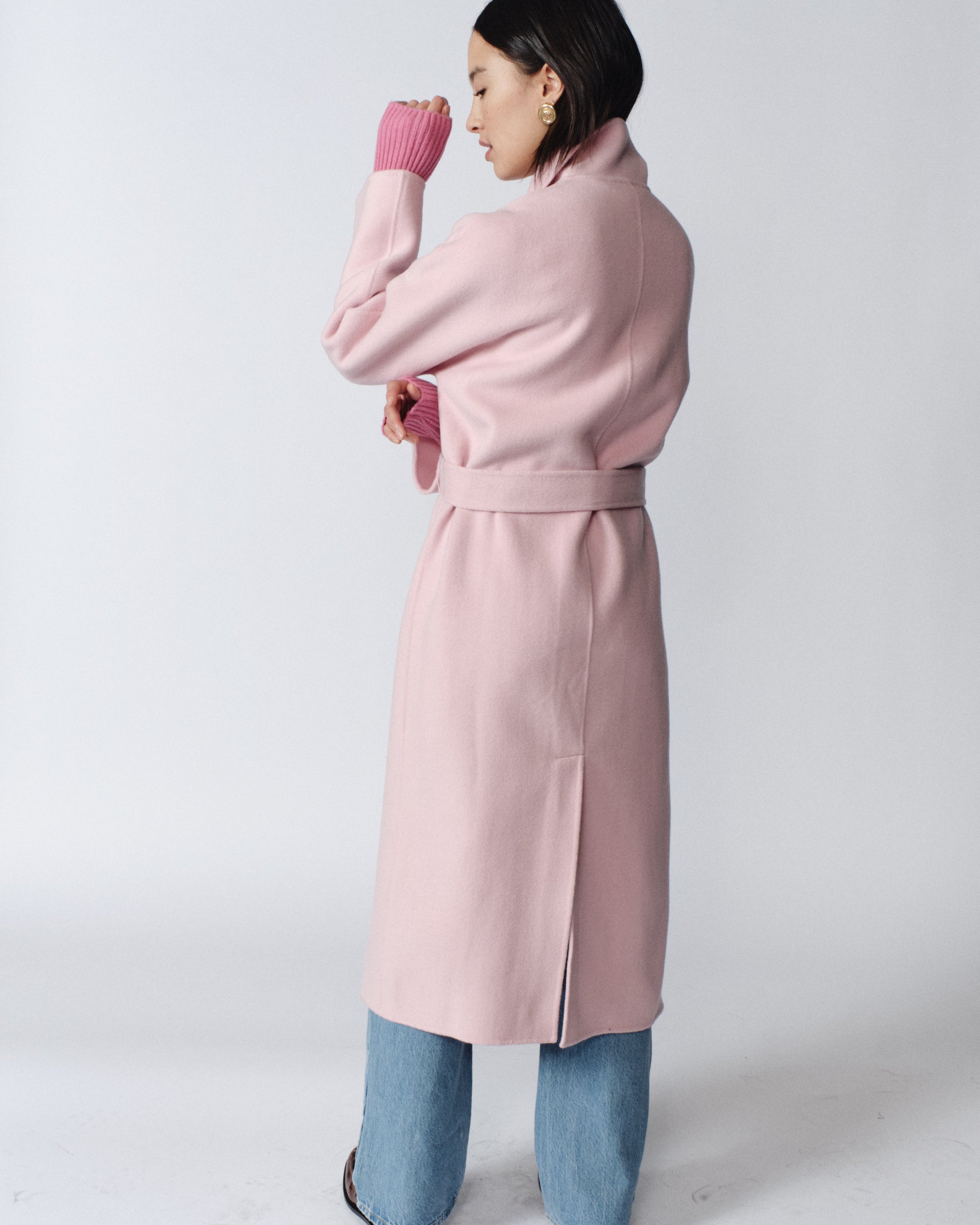Nicola Cashmere Coat in Pink | Over The Moon