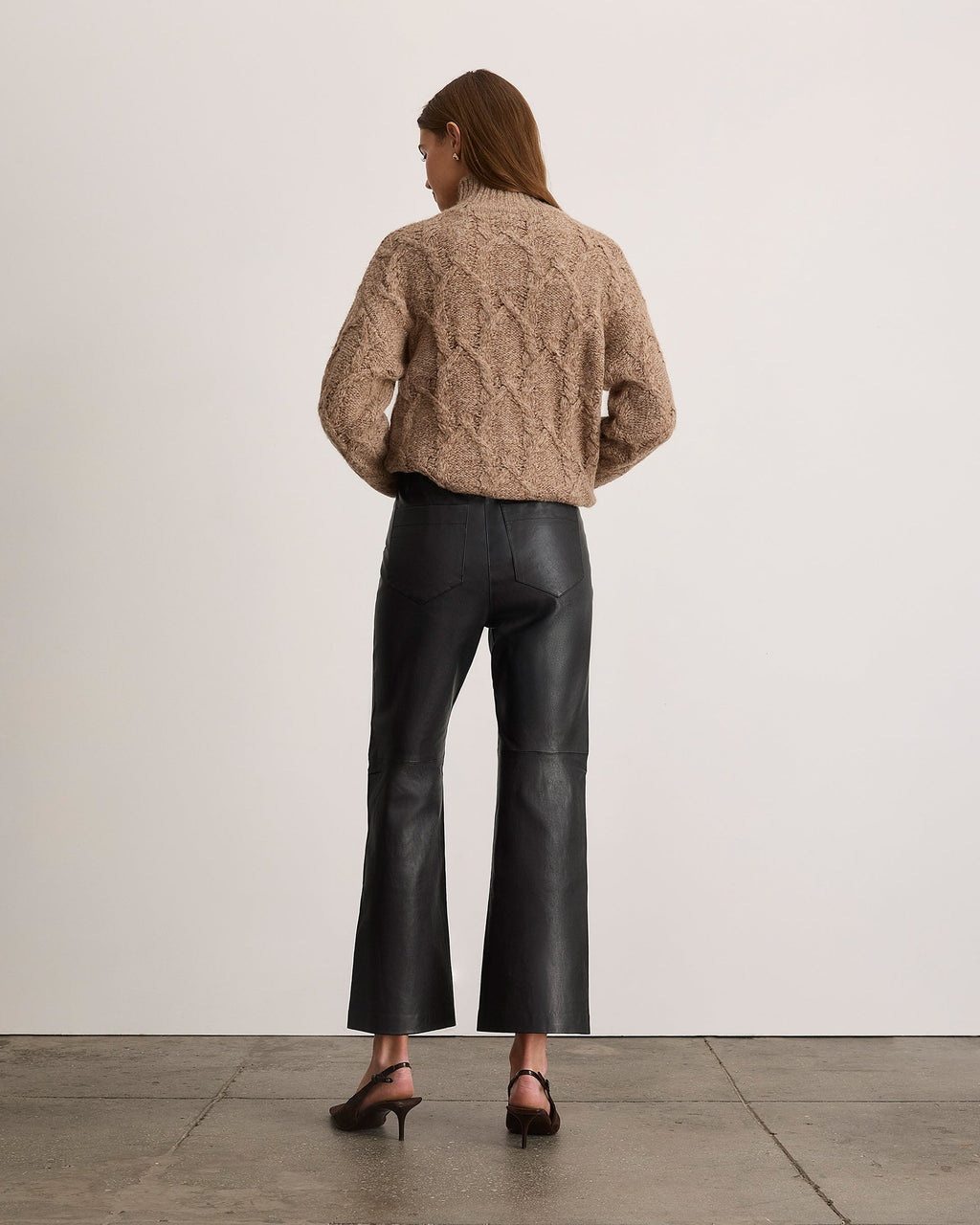 Nicole Cropped Leather Pant in Black
