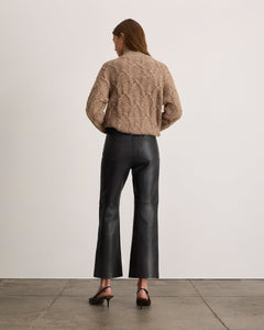 Nicole Cropped Leather Pant in Black