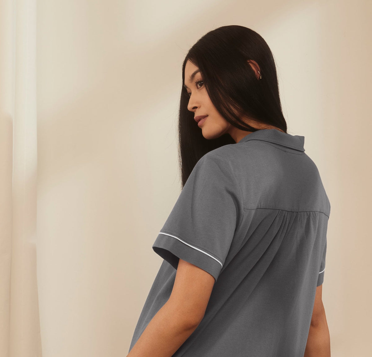 Women's Soft Knit Short Sleeve & Pants Pajama Set in Night