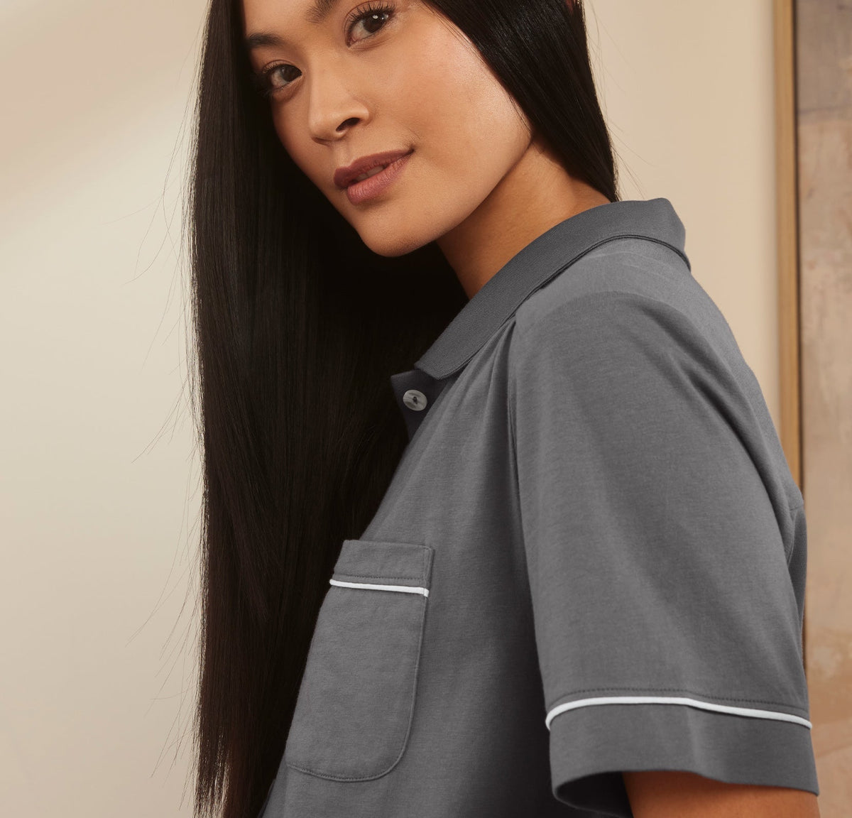 Women's Soft Knit Short Sleeve & Pants Pajama Set in Night