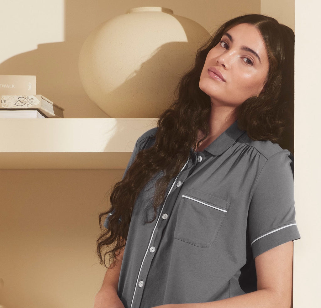 Women's Soft Knit Short Sleeve & Shorts Pajama Set in Night