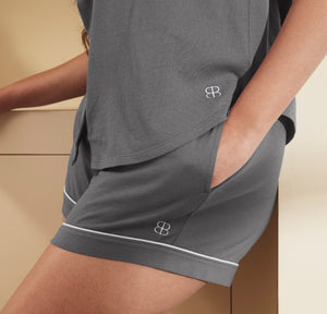 Women's Soft Knit Short Sleeve & Shorts Pajama Set in Night