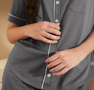 Women's Soft Knit Short Sleeve & Shorts Pajama Set in Night