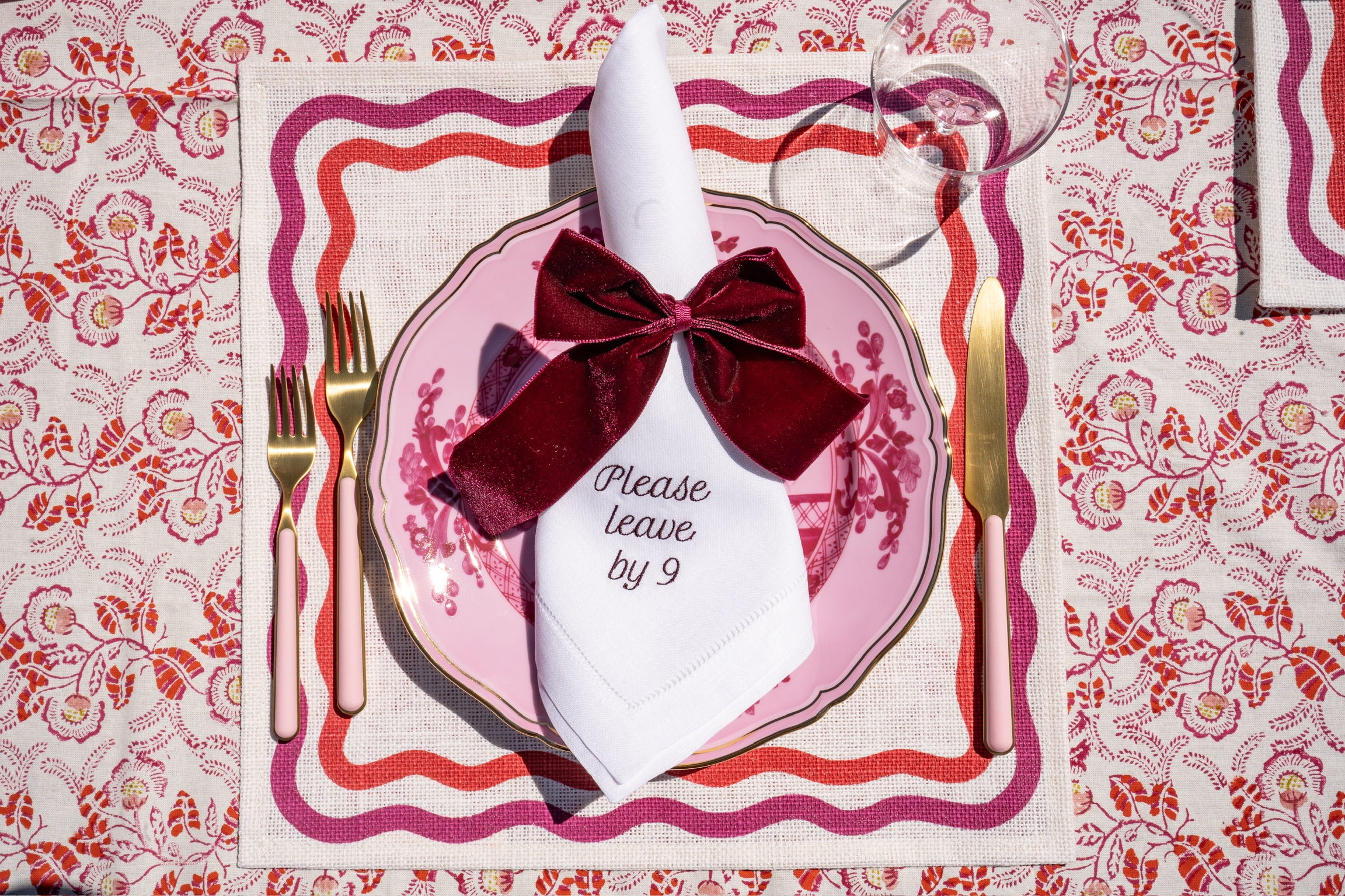 Please Leave by 9 Dinner Napkins, Set of 12