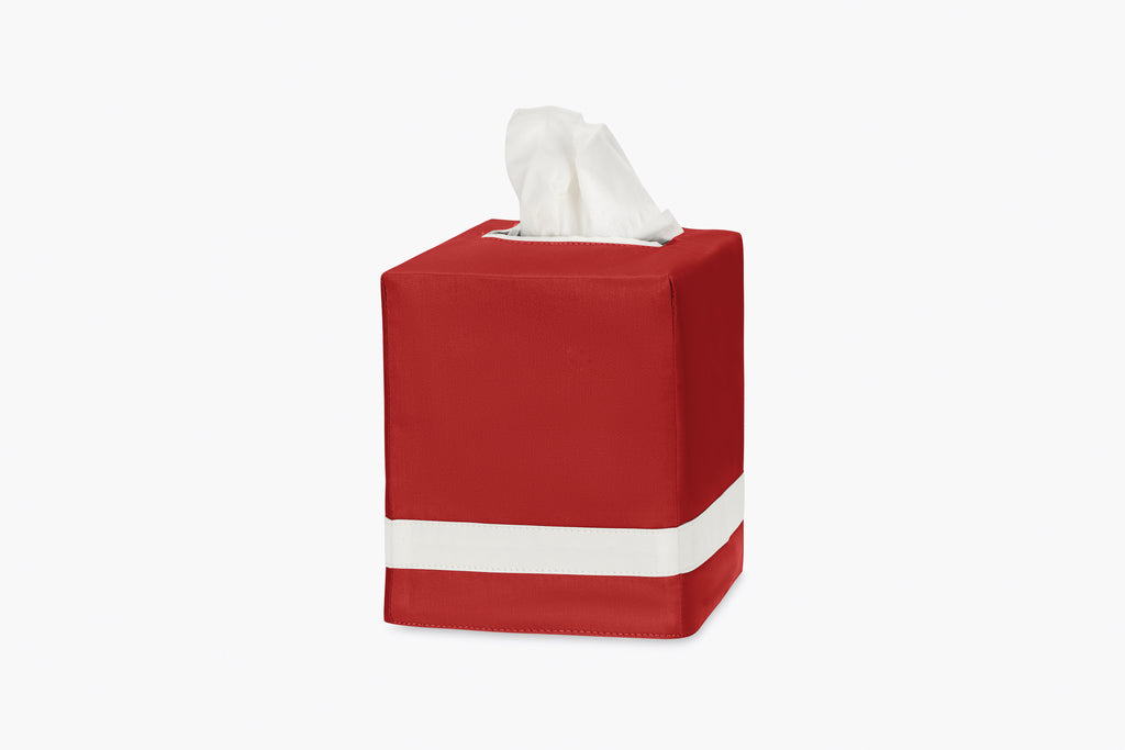Nocturne Tissue Box Cover in Scarlet/Bone
