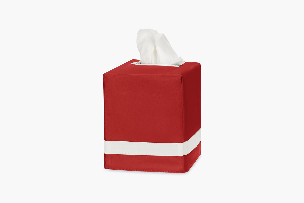 Nocturne Tissue Box Cover in Scarlet/Bone