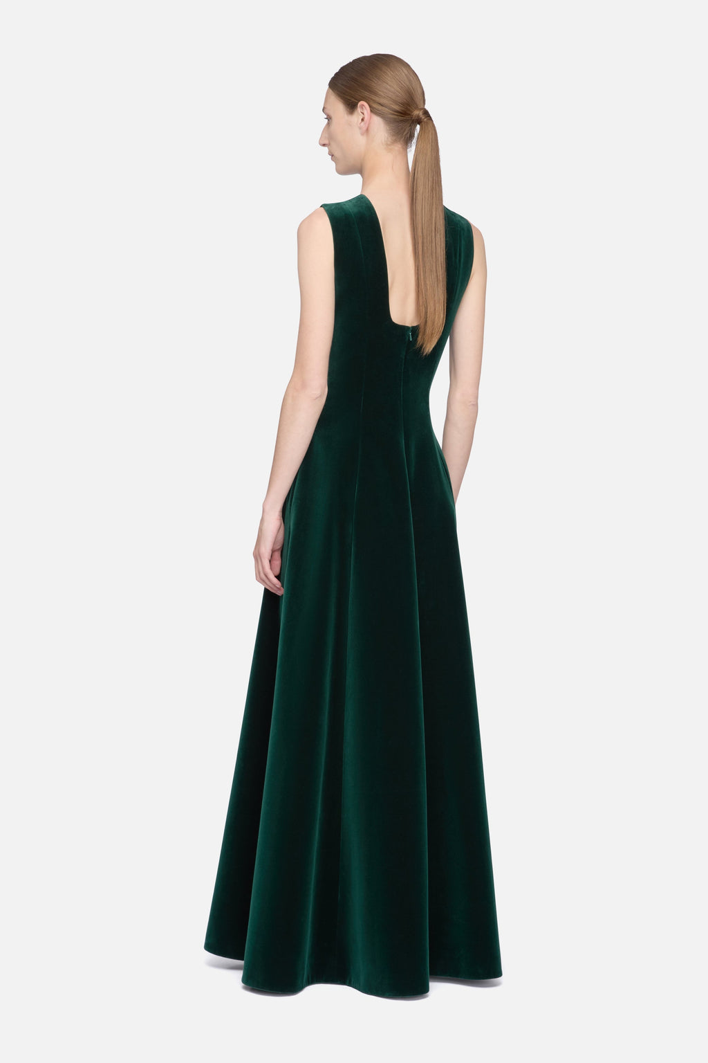 Nodin Dress in Green Velvet