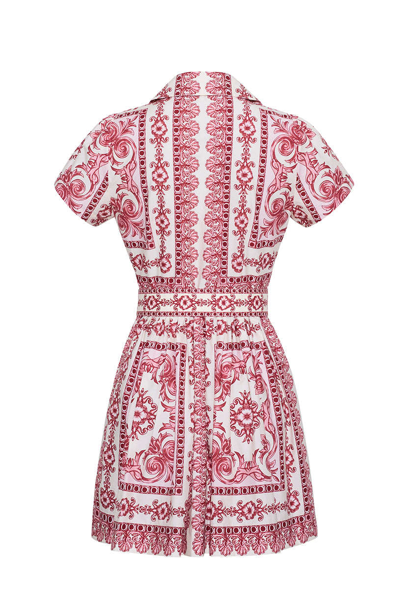 Noela Mini Dress in Hudson Scarf Egret