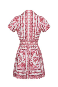 Noela Mini Dress in Hudson Scarf Egret