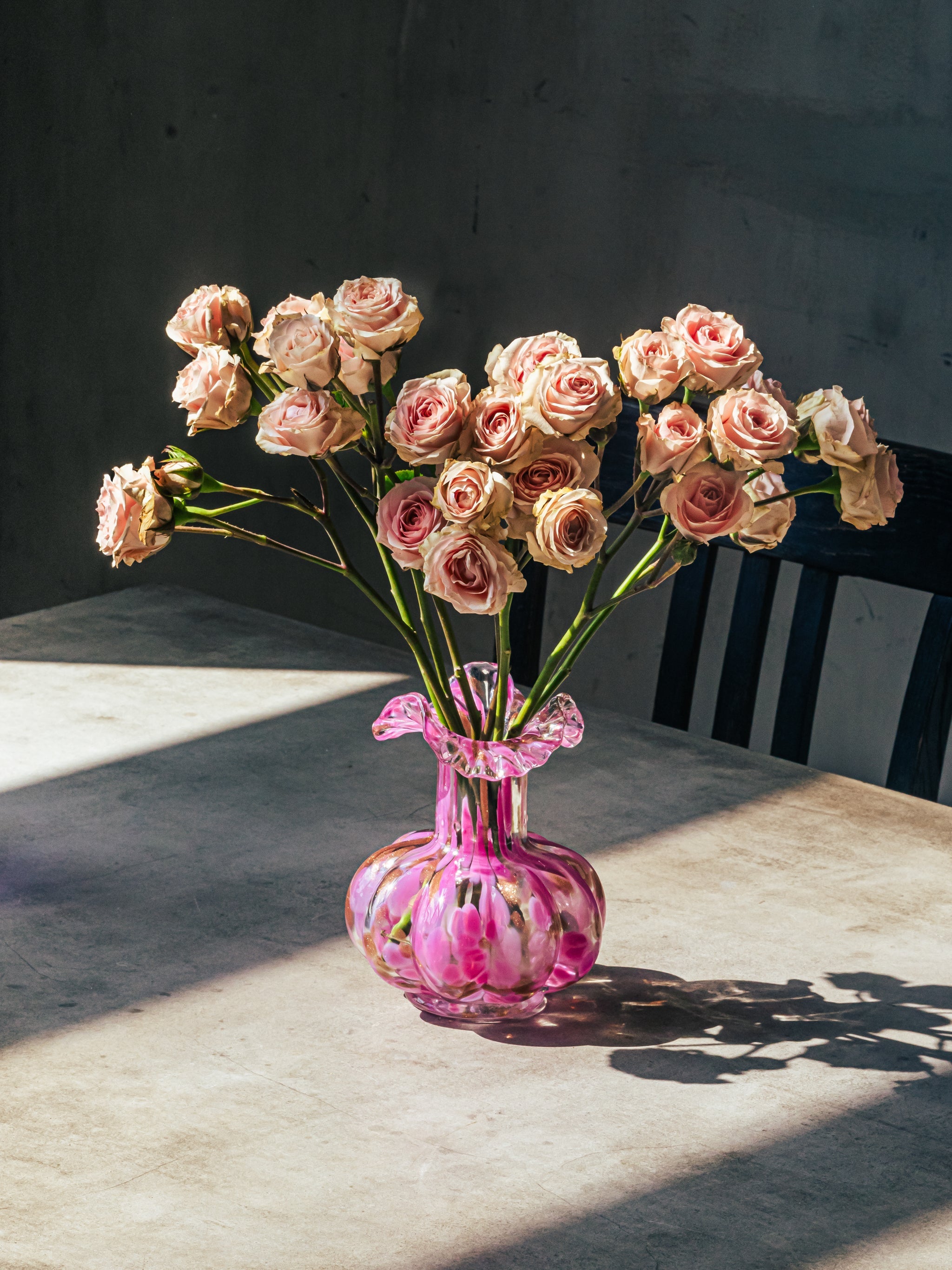 Blush Petal Glass Vase, Small