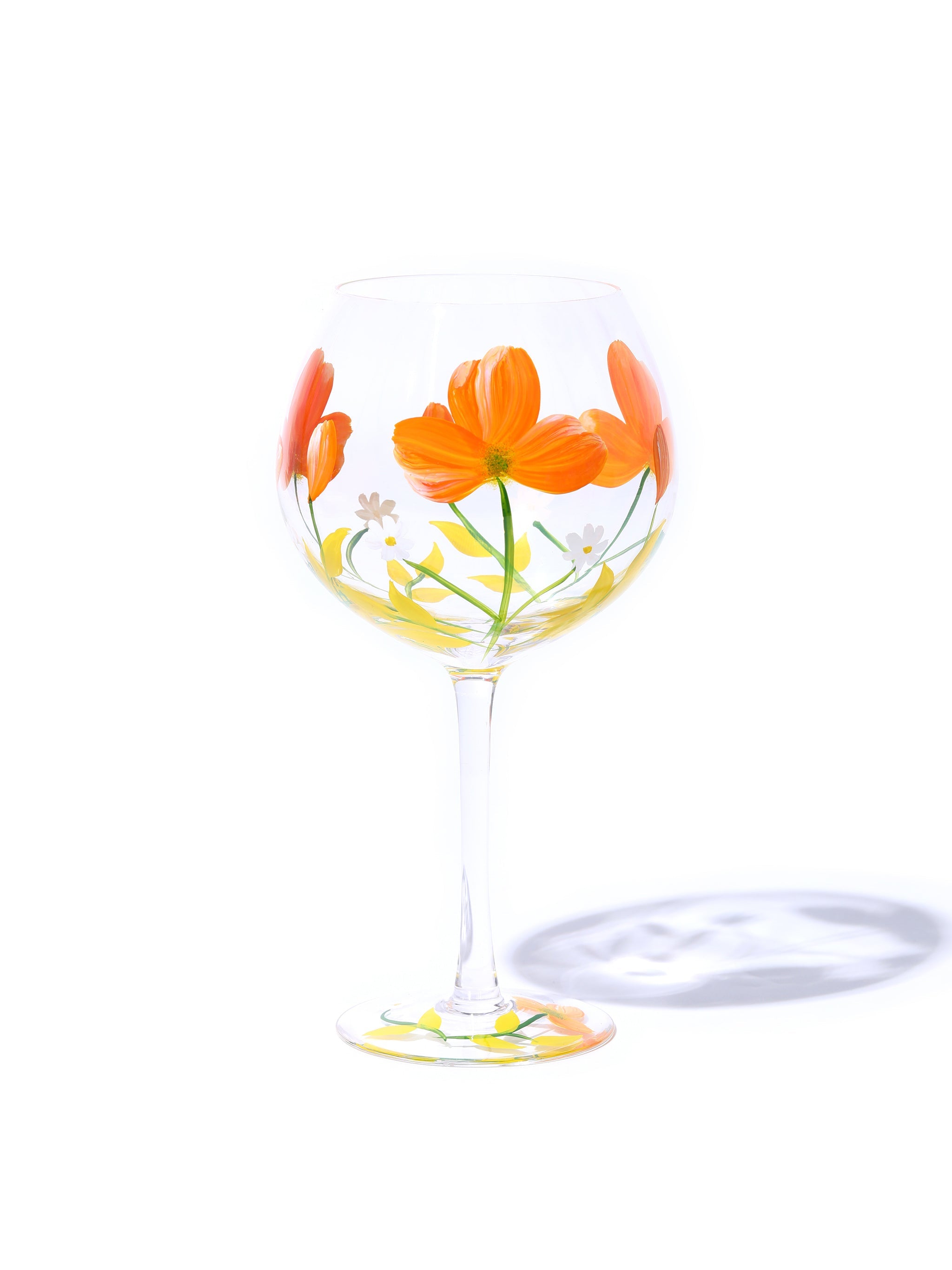 Botanical Bliss Wine Glass, Orange Splash (Set of 6)