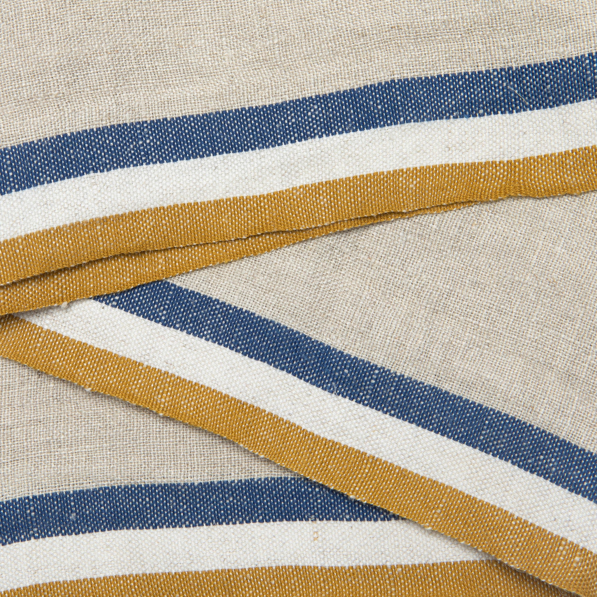 Normandy Napkins in Mustard, Natural & Blue Stripes, Set of 4