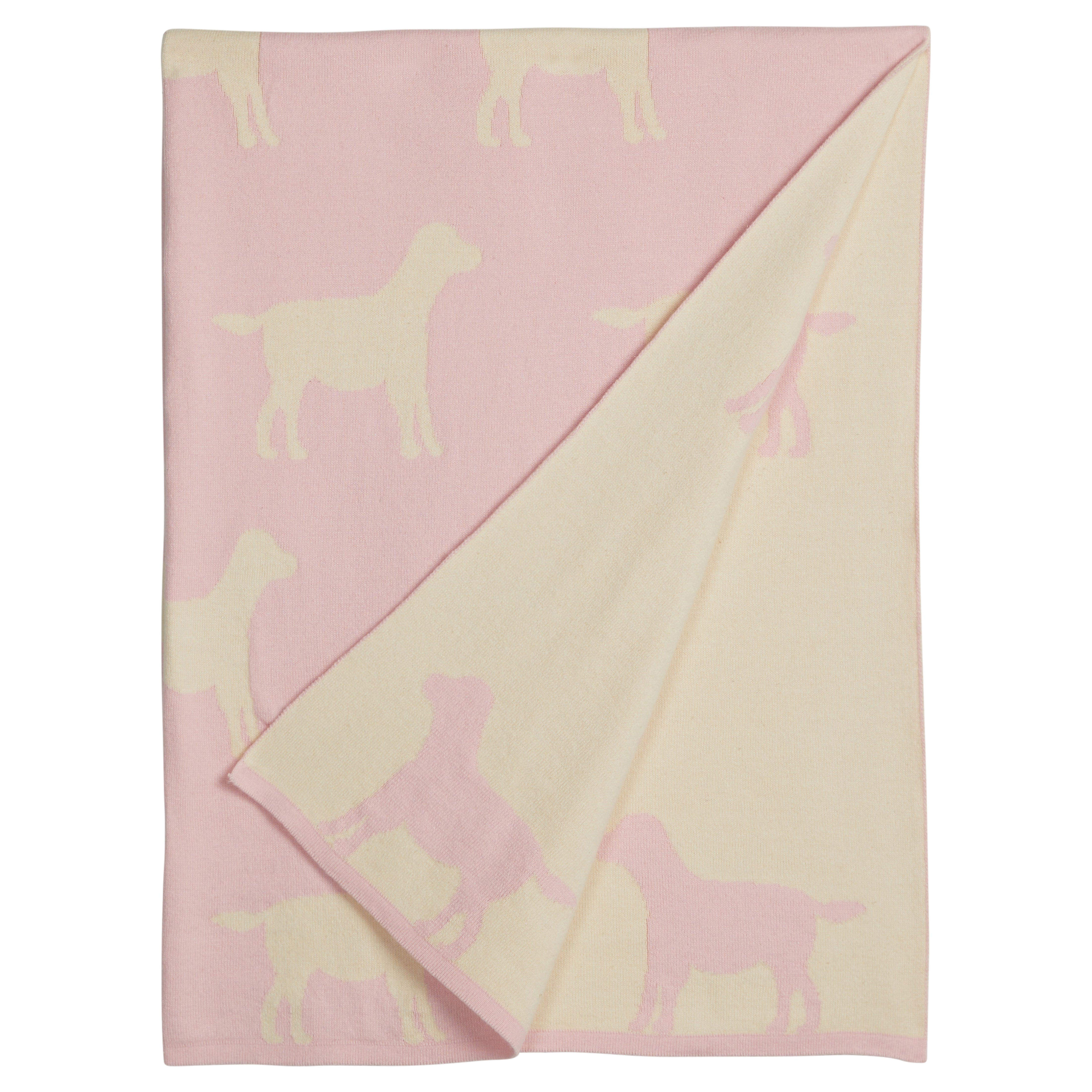 little english classic children's clothing baby girls pink and cream nursery blanket with all around lab motif 