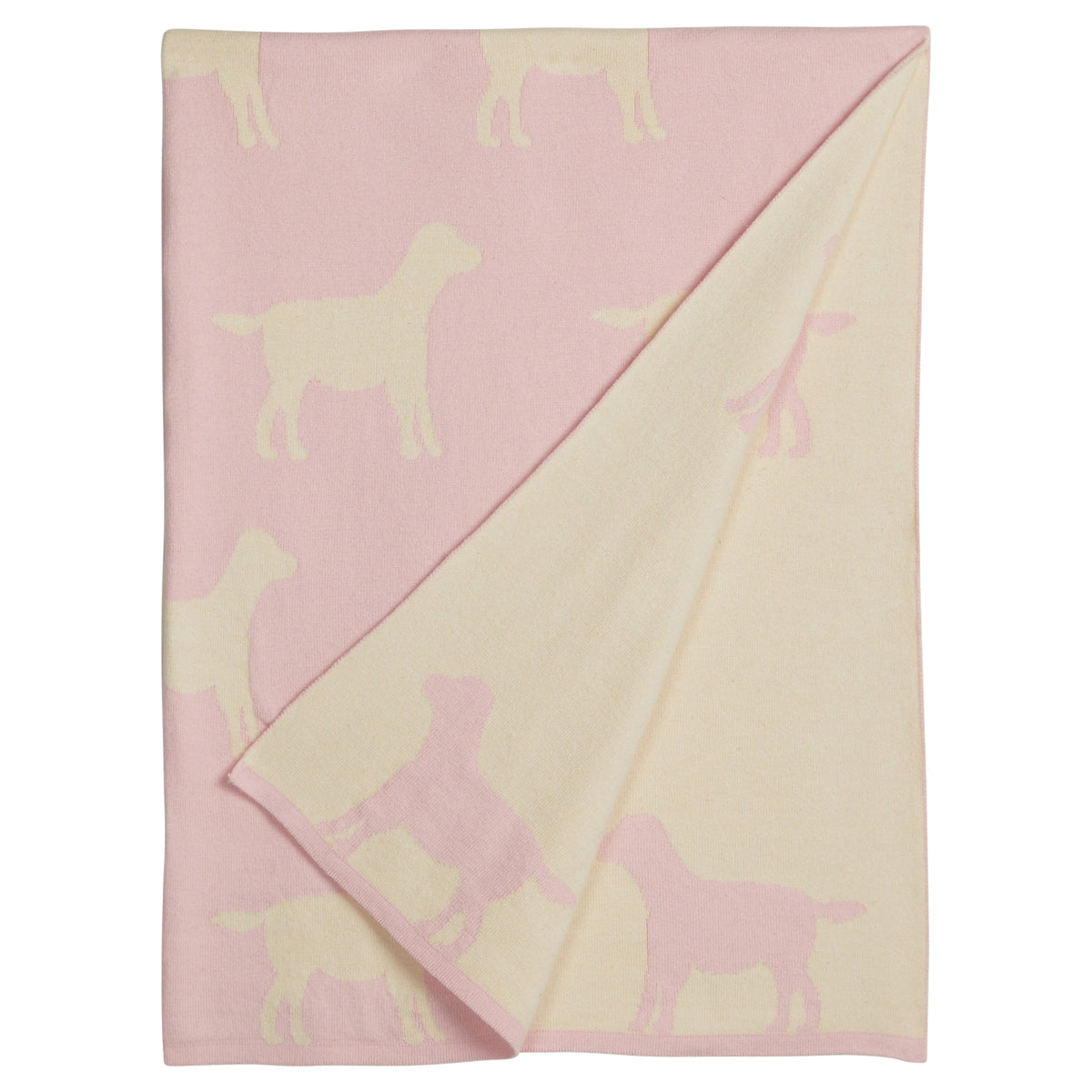 little english classic children's clothing baby girls pink and cream nursery blanket with all around lab motif 