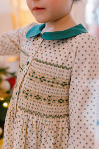 Olympe Green Long Sleeve Smocked Dress
