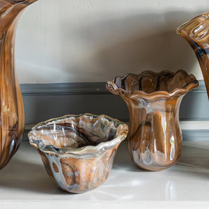 Onda Glass Small Rimmed Bowl in Tortoiseshell