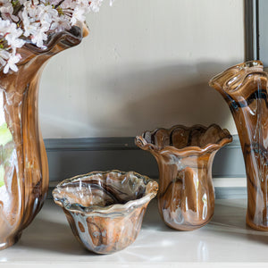 Onda Glass Short Vase in Tortoiseshell