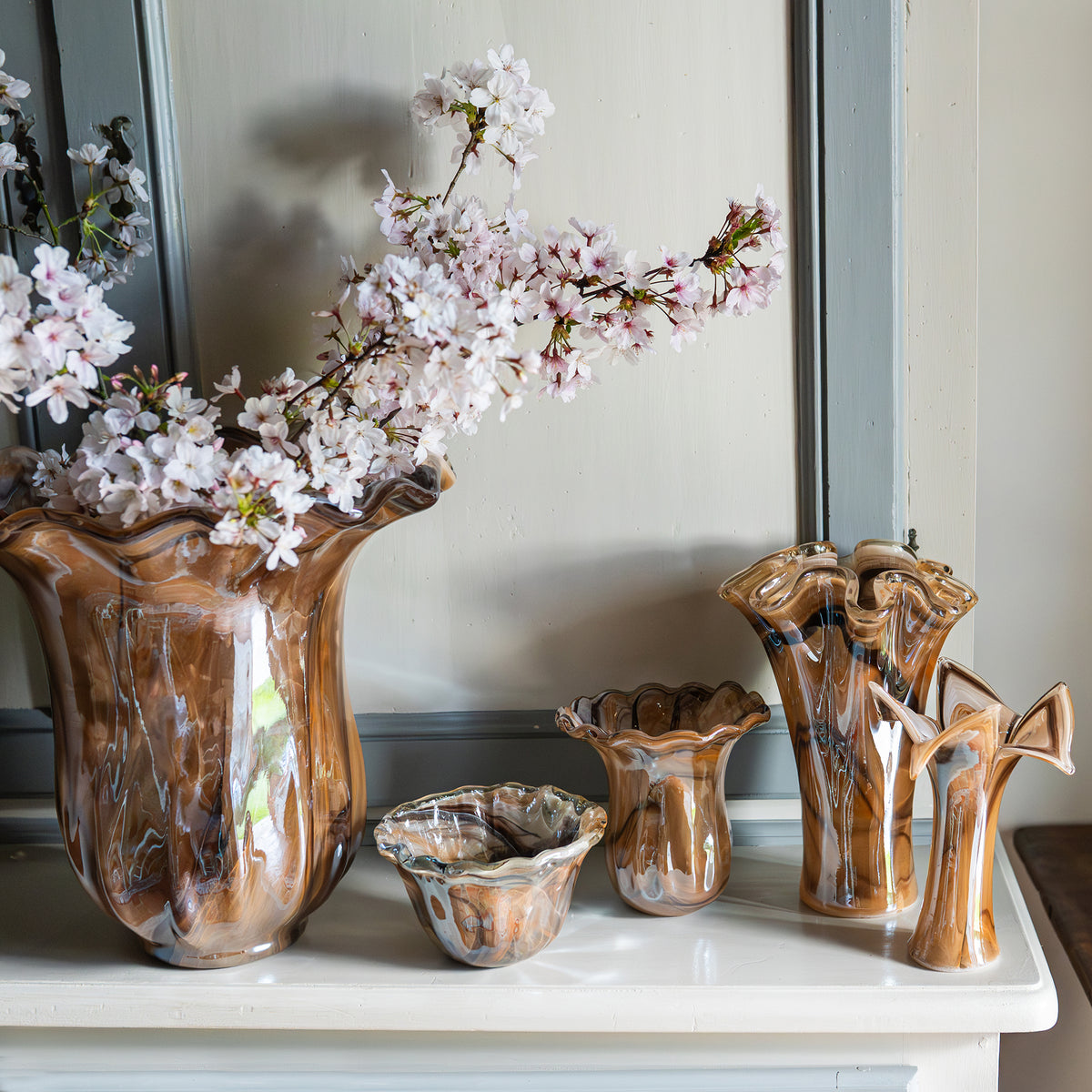 Onda Glass Short Vase in Tortoiseshell