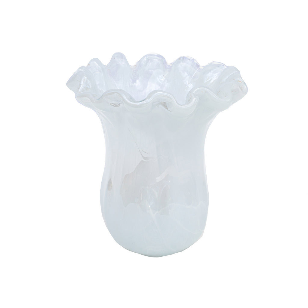 Onda Glass White Small Tulip Vase in White