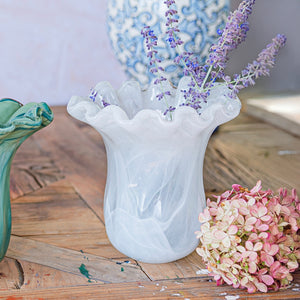 Onda Glass White Small Tulip Vase in White