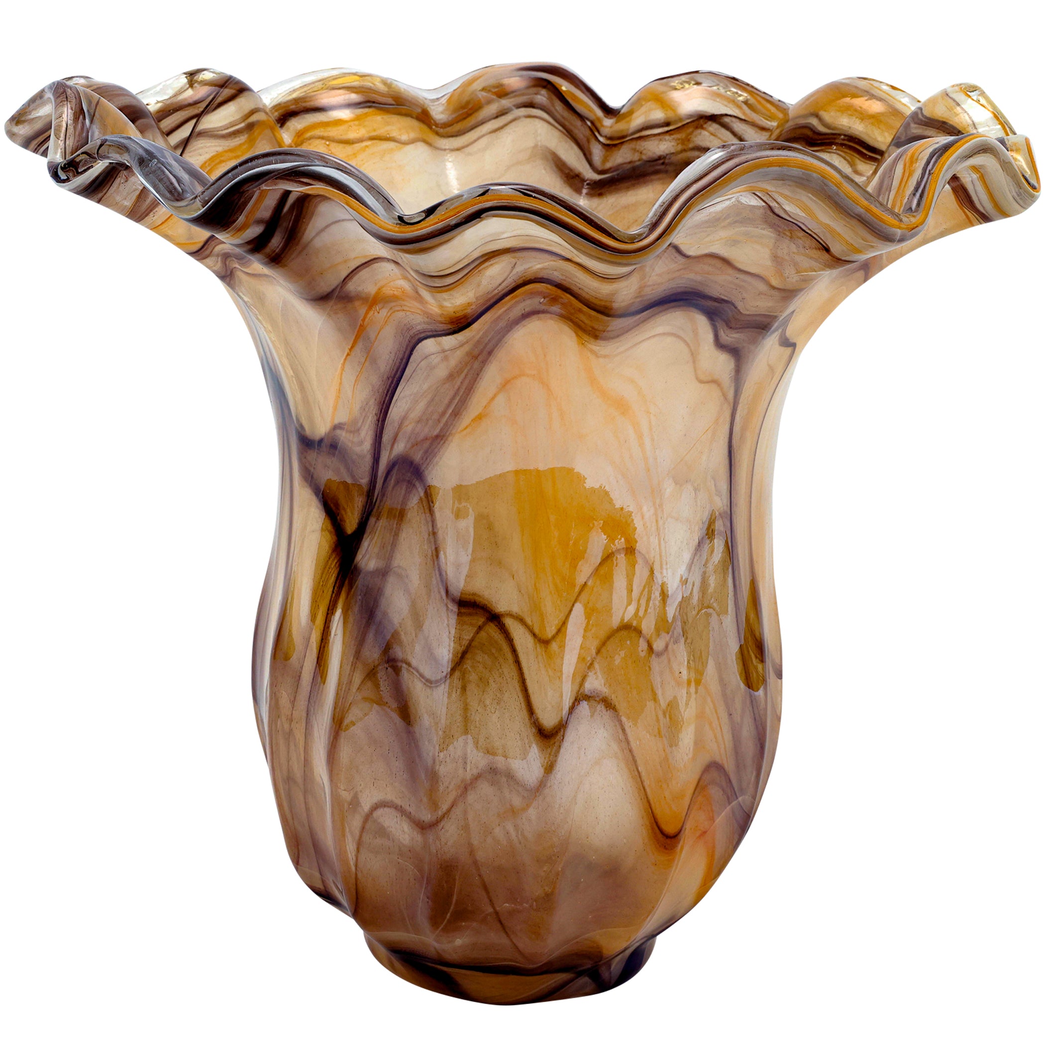 Onda Glass Large Tulip Vase in Tortoiseshell