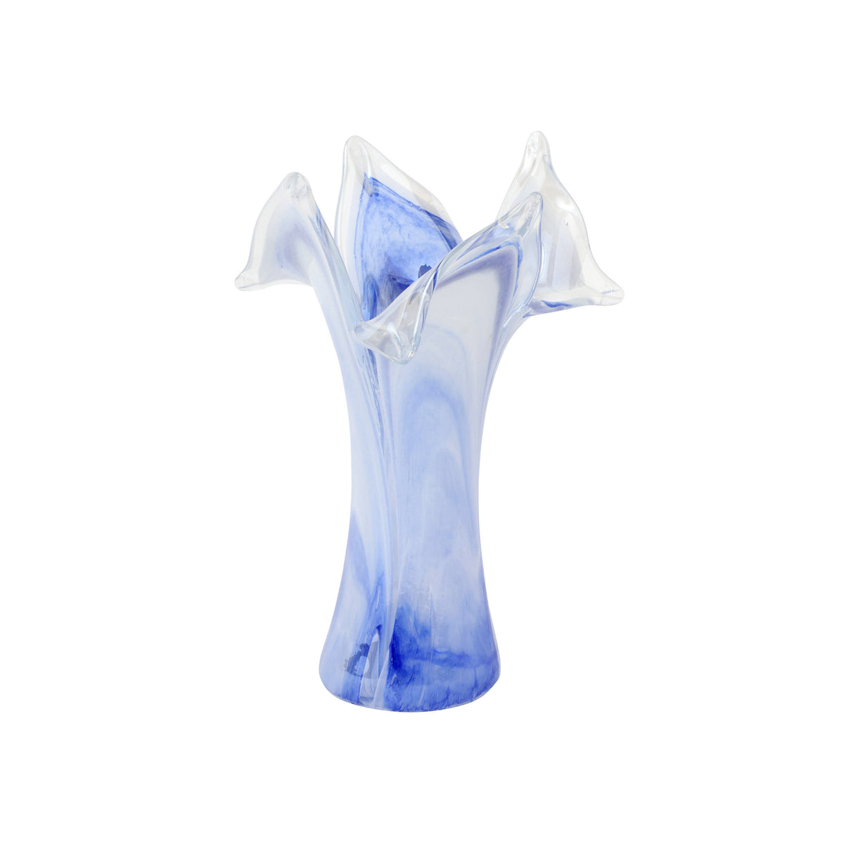 Onda Glass Cobalt Twisted Flower Vase in Blue