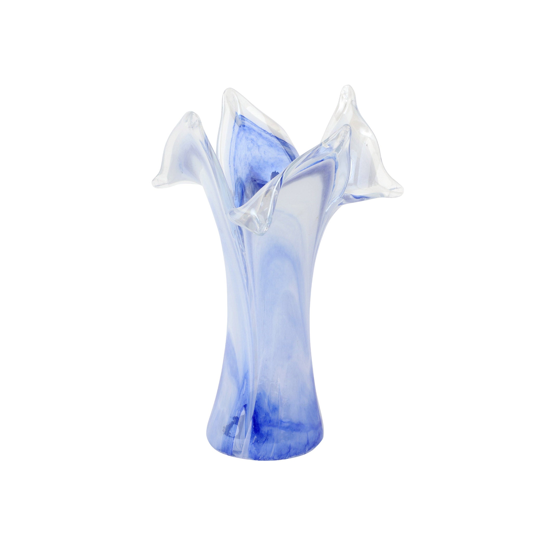 Onda Glass Cobalt Twisted Flower Vase in Blue