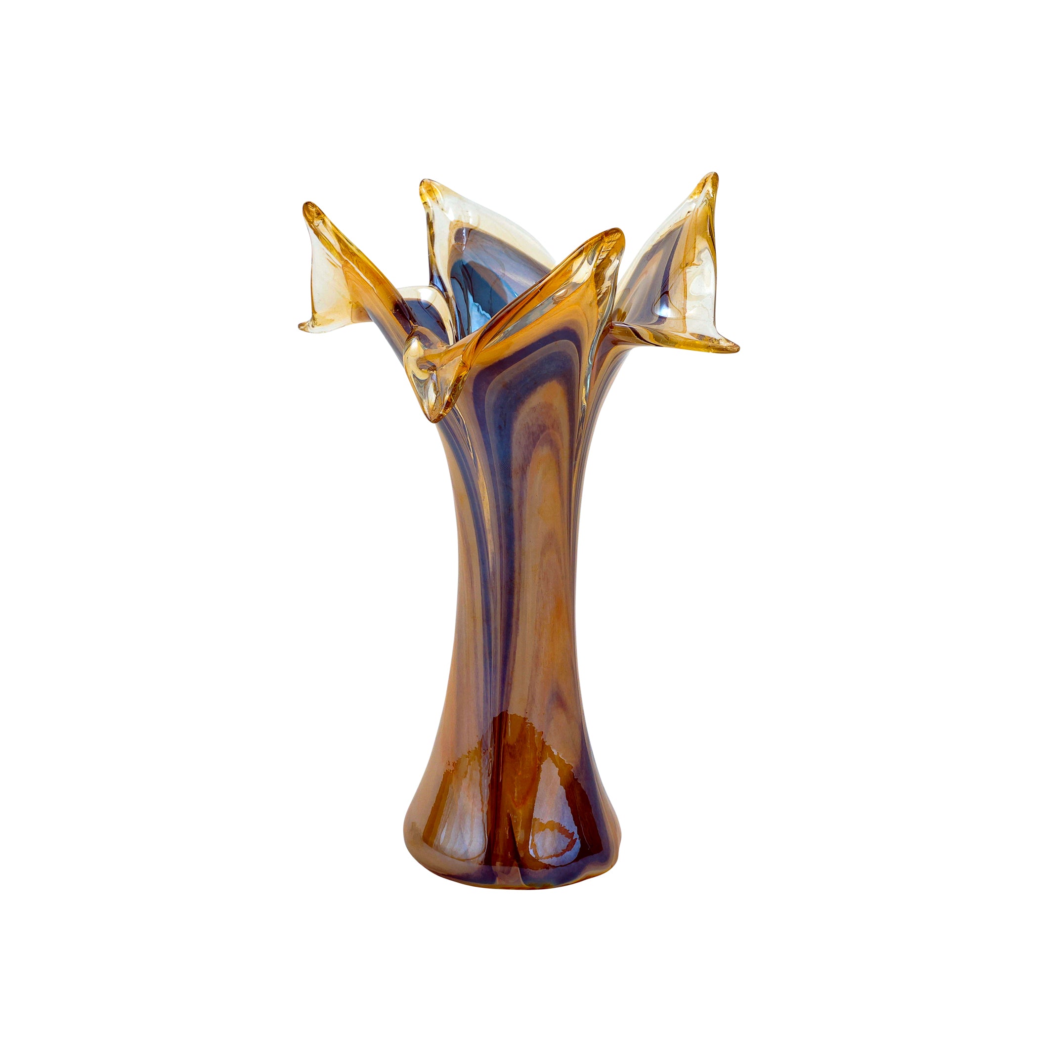 Onda Glass Twisted Flower Vase in Tortoiseshell