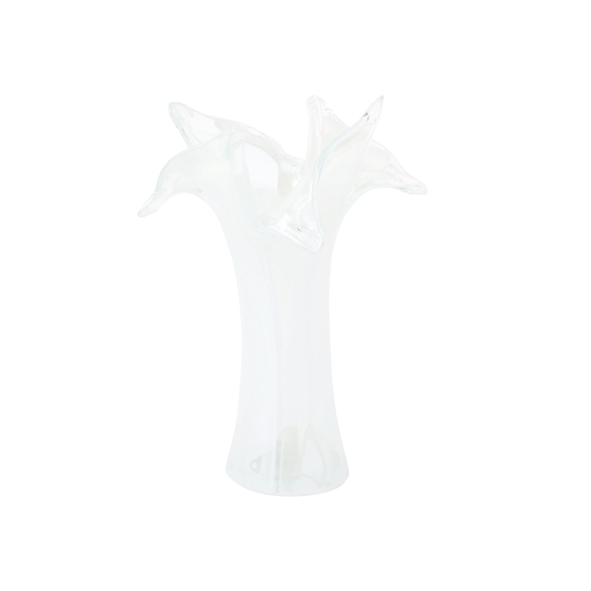Onda Glass White Twisted Flower Vase in White