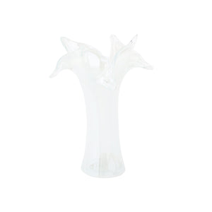 Onda Glass White Twisted Flower Vase in White