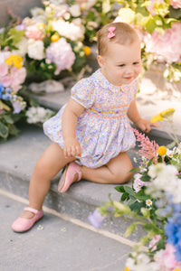 Ondine Floral Blue Short Sleeve Bubble Romper