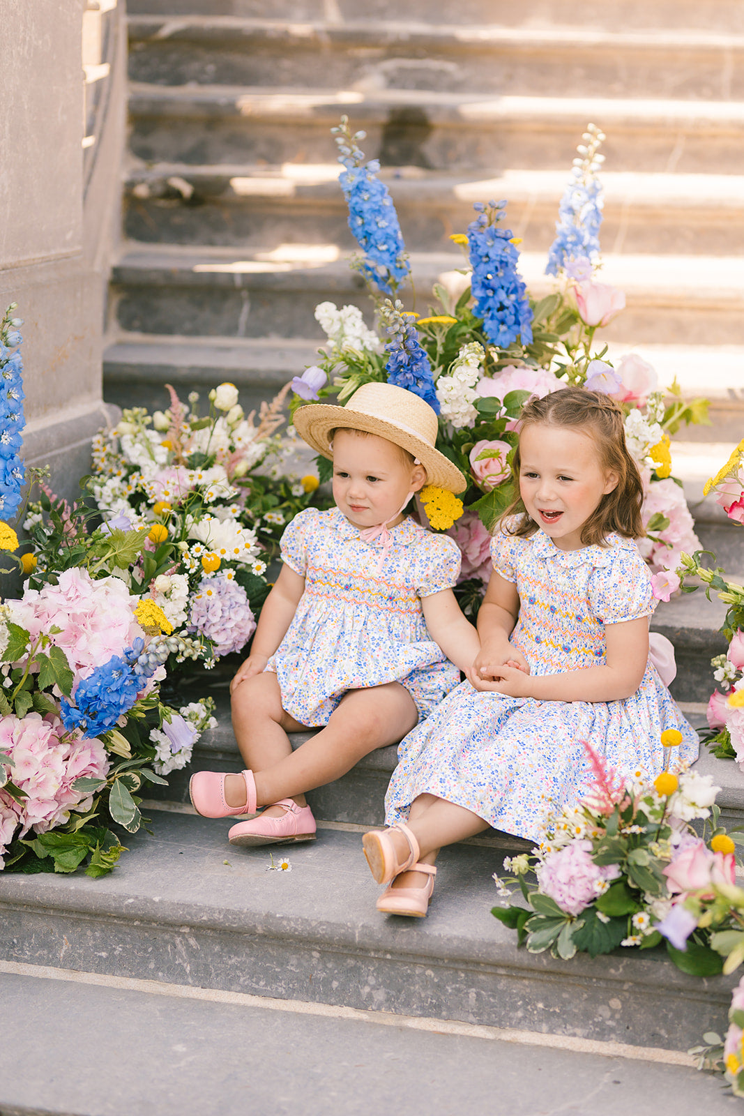 Ondine Floral Blue Short Sleeve Bubble Romper