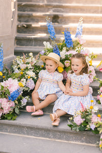 Ondine Floral Blue Short Sleeve Bubble Romper