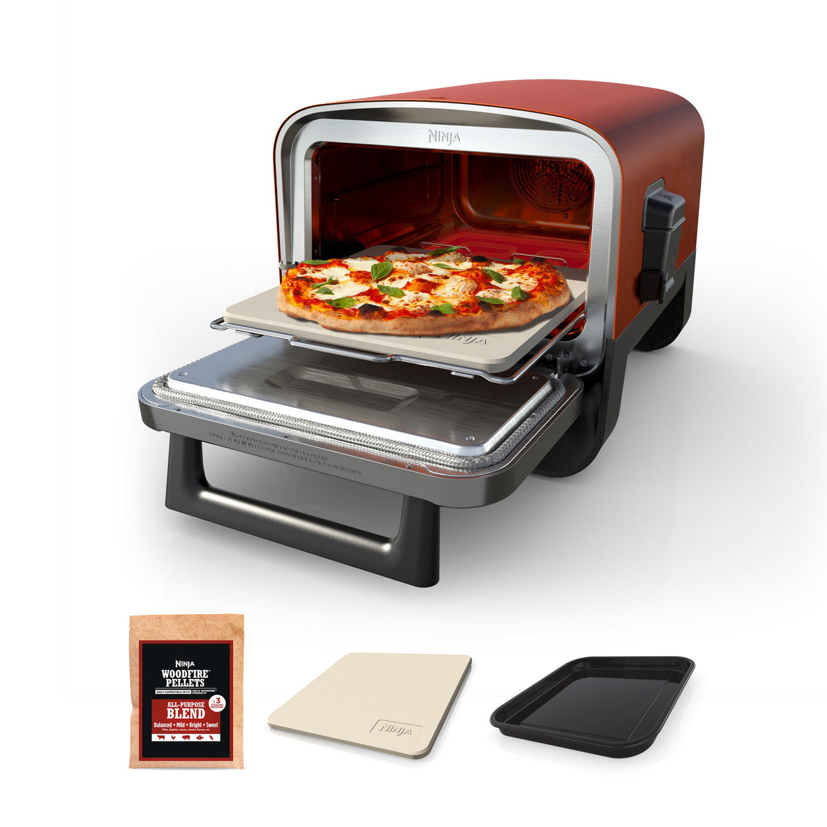 Woodfire 8-in-1 Outdoor Pizza Oven in Red