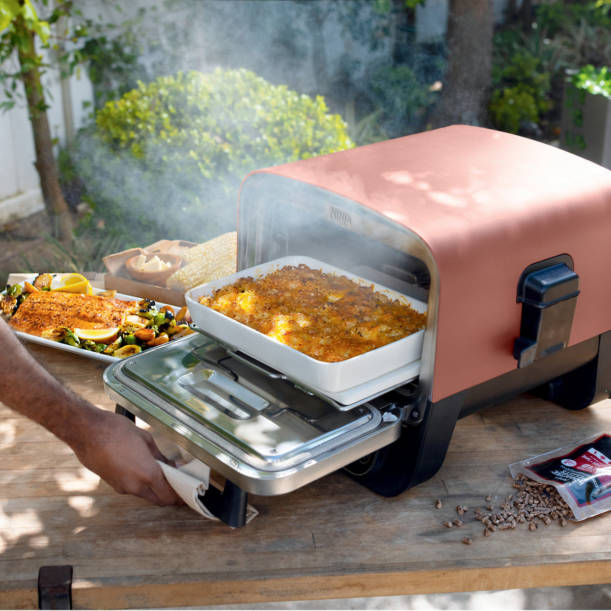 Woodfire 8-in-1 Outdoor Pizza Oven in Red