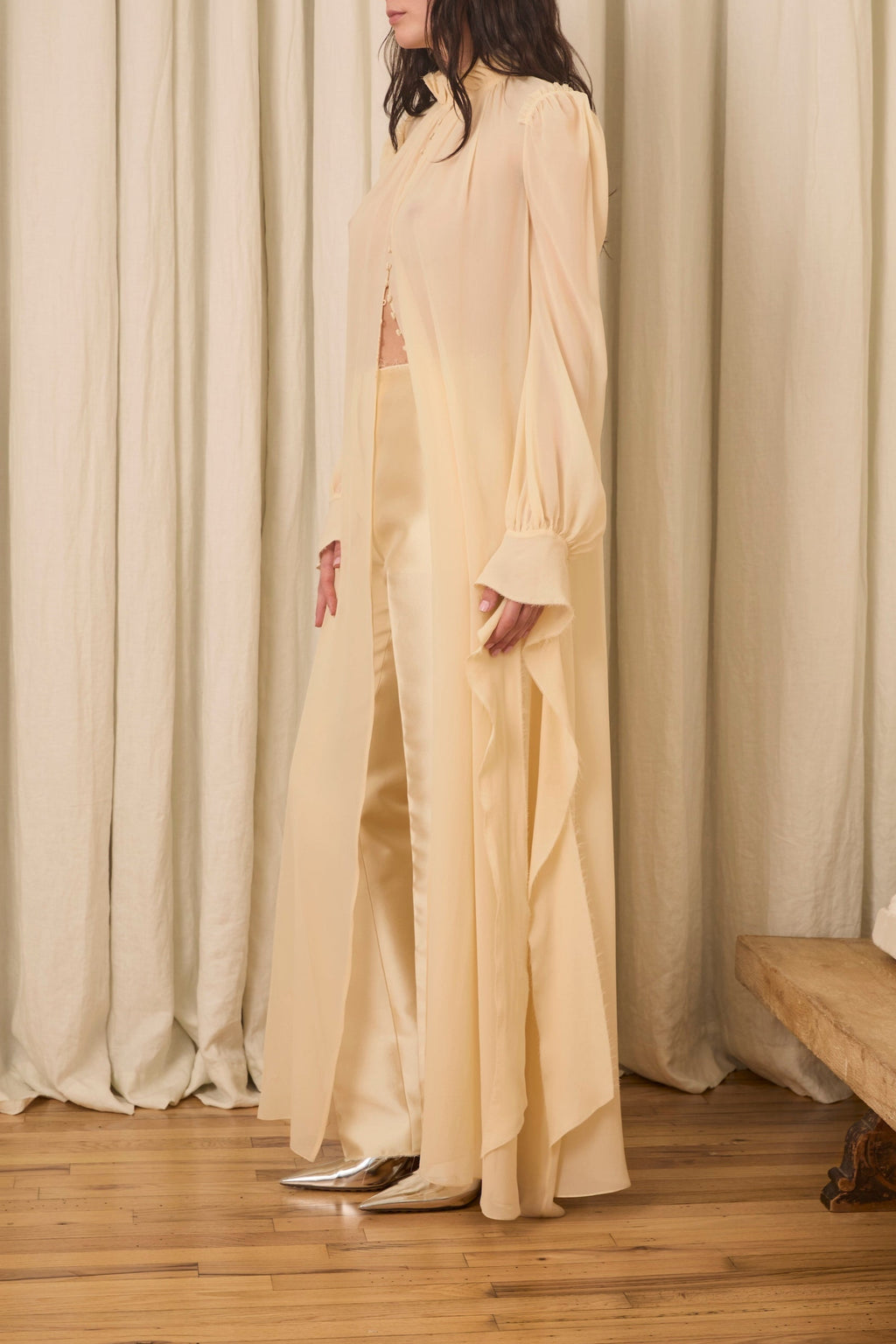 Ophelia Slim Leg Pant in Silk & Wool