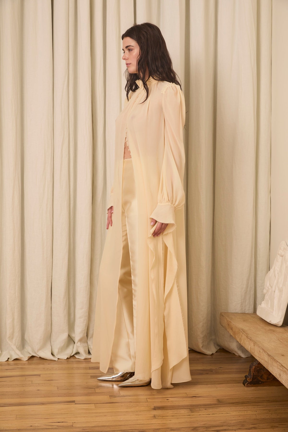 Ophelia Slim Leg Pant in Silk & Wool