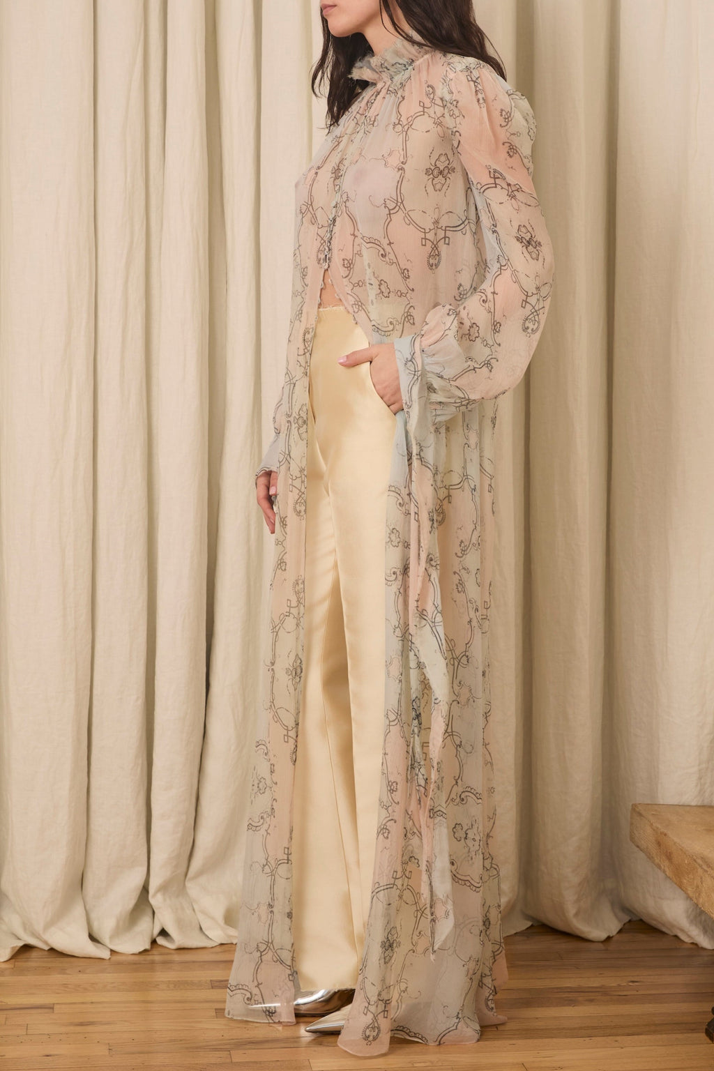 Ophelia Slim Leg Pant in Silk & Wool