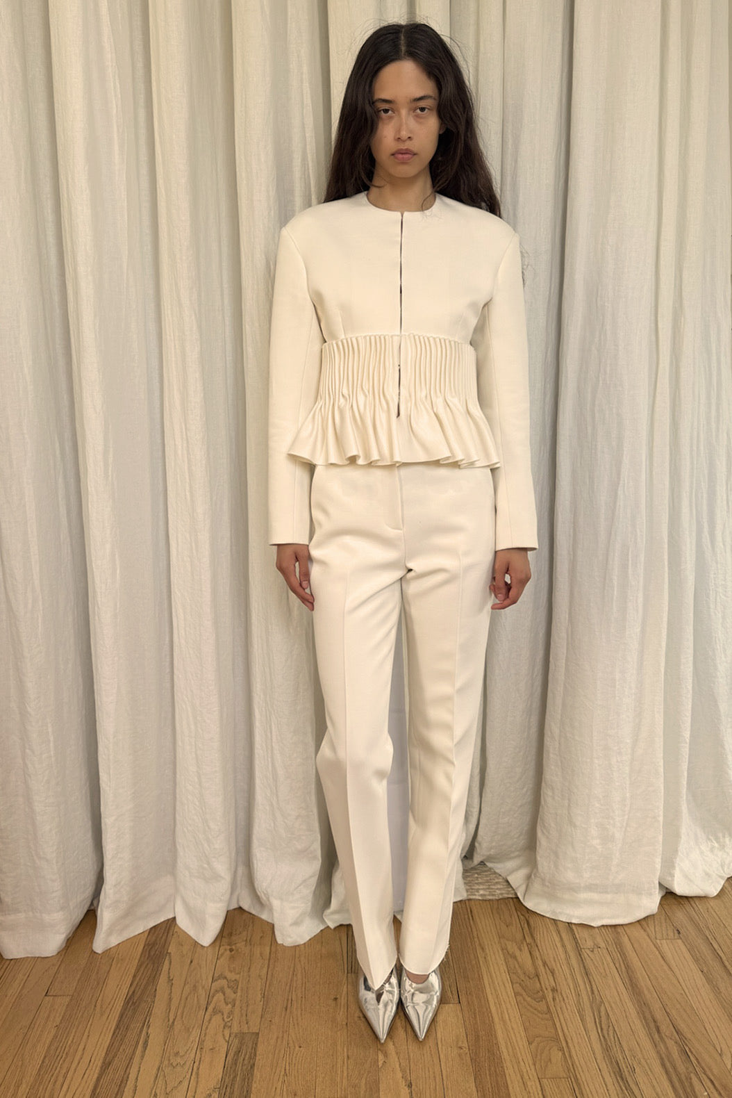 Ophelia Slim Leg Pant in Wool & Cotton