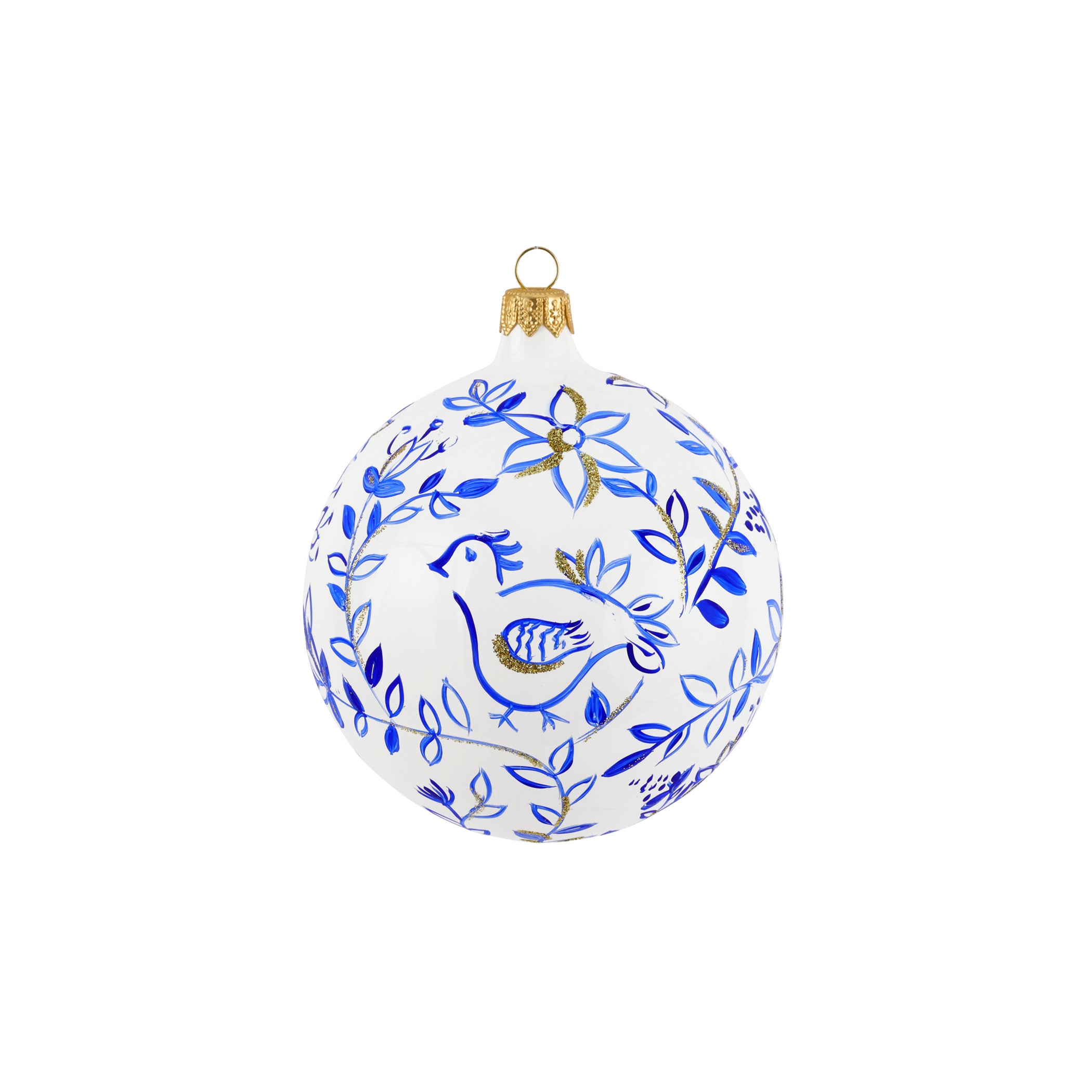 Ornaments Blue and White Birds Ornament in Blue
