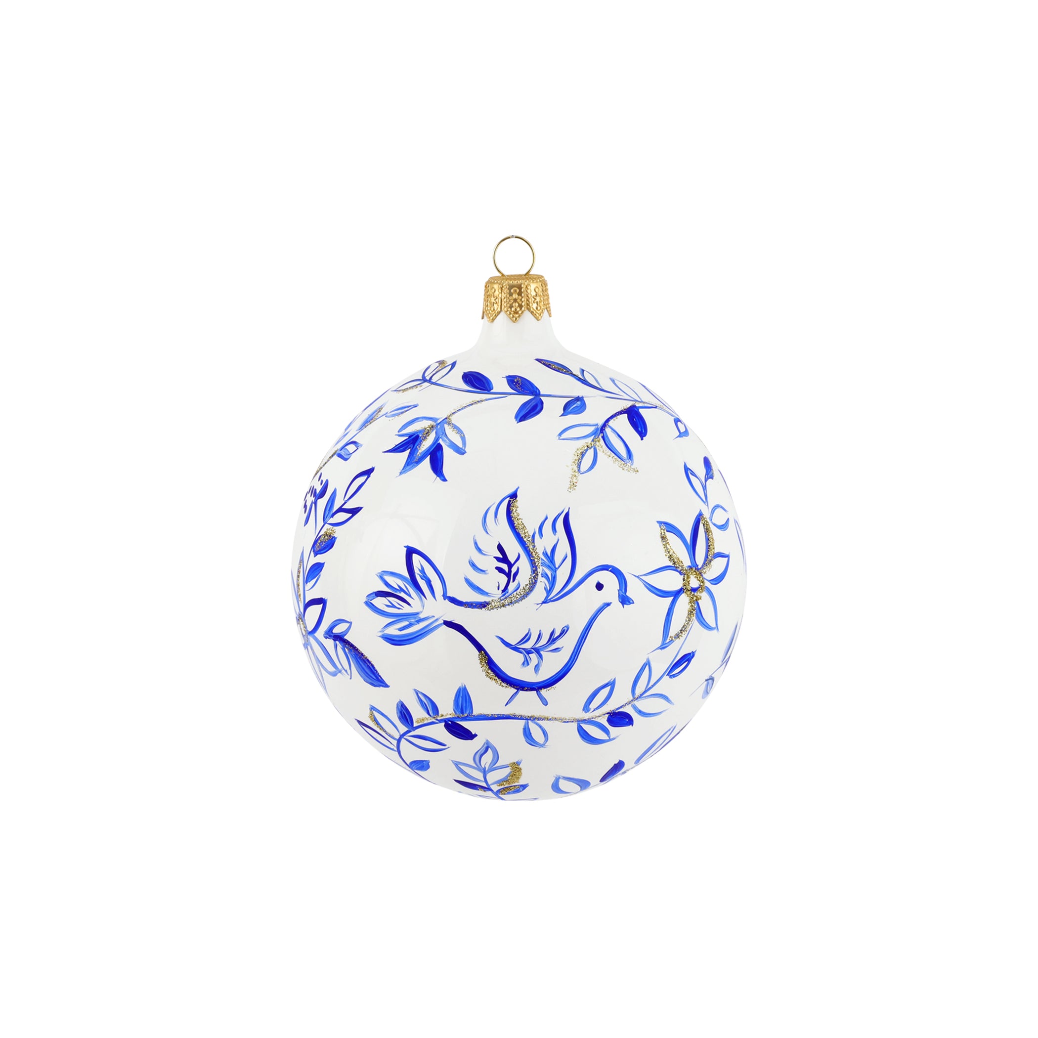 Ornaments Blue and White Birds Ornament in Blue
