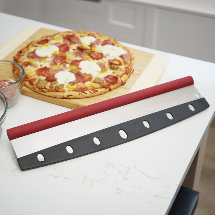 Pizza Rocker with Comfort Grip Handle in Red