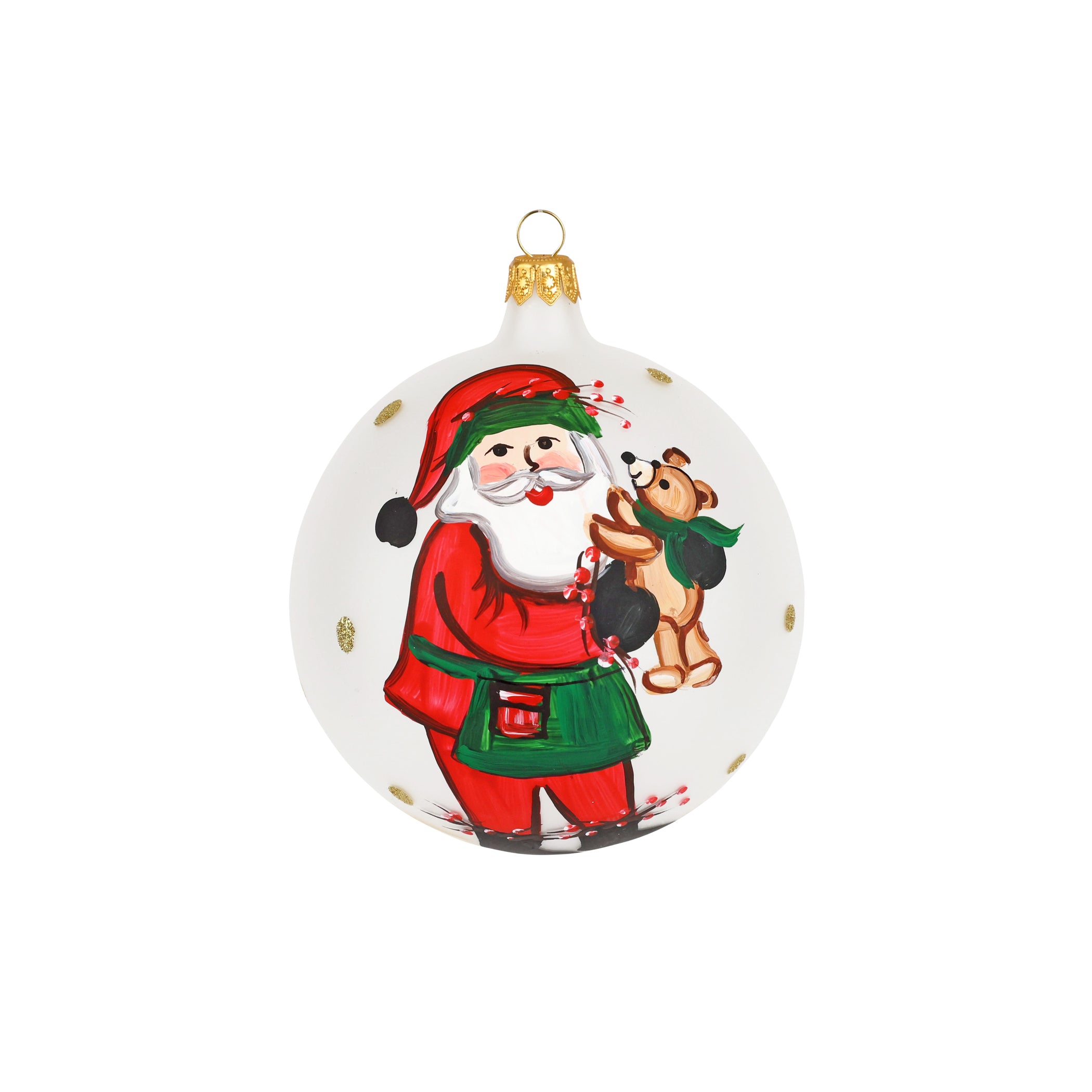 Old St. Nick Teddy Bear Ornament in Red
