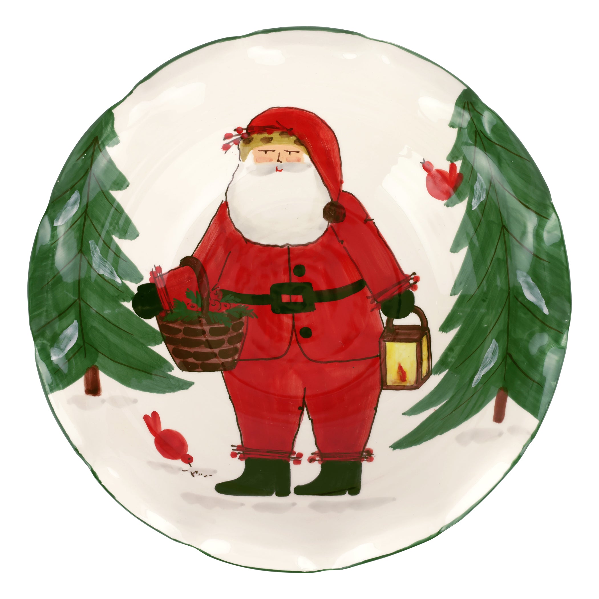 Old St. Nick Pedestal Fruit Bowl in Red