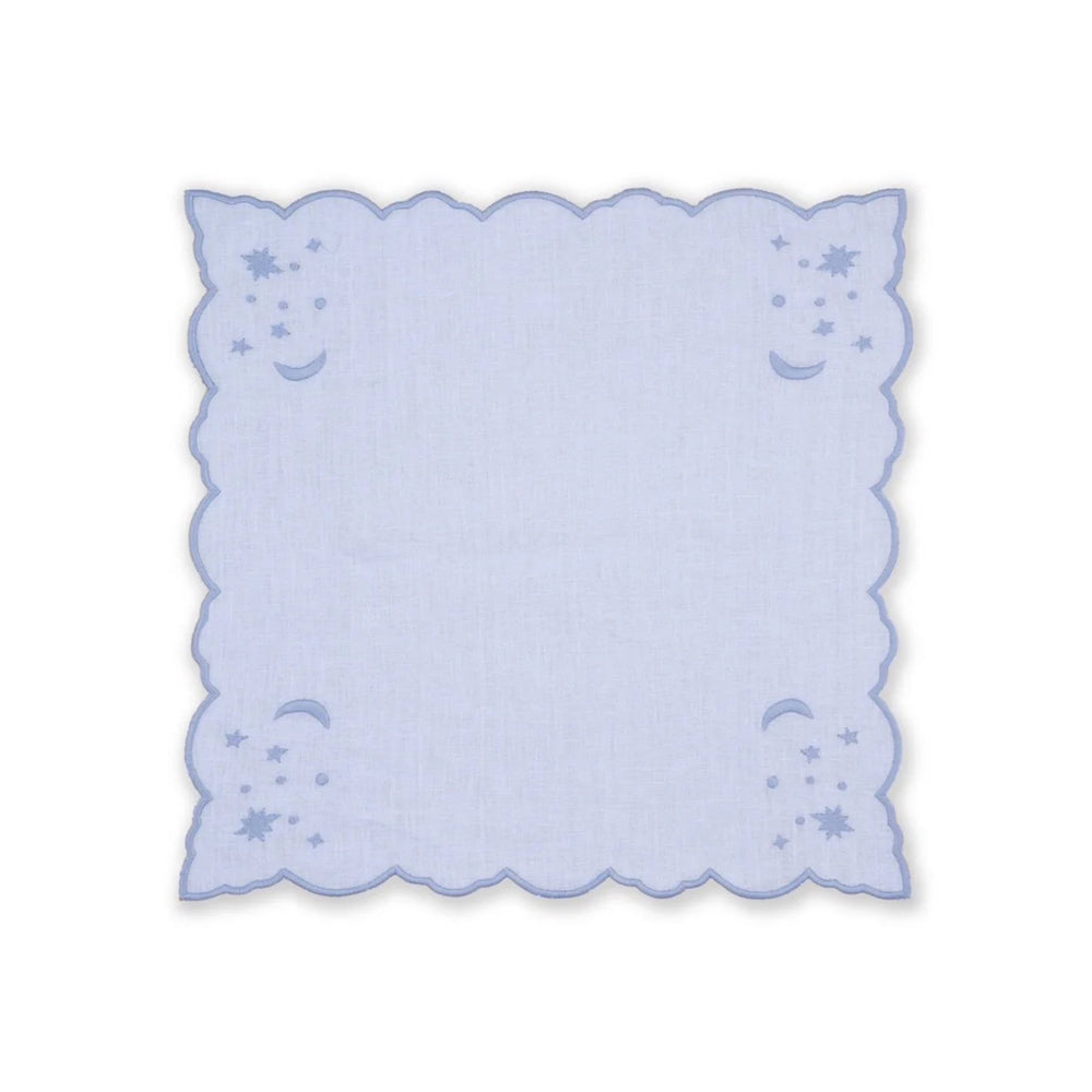 OTM Exclusive: The Astral Linen Napkin in Ice Blue and Ice Blue Embroidery