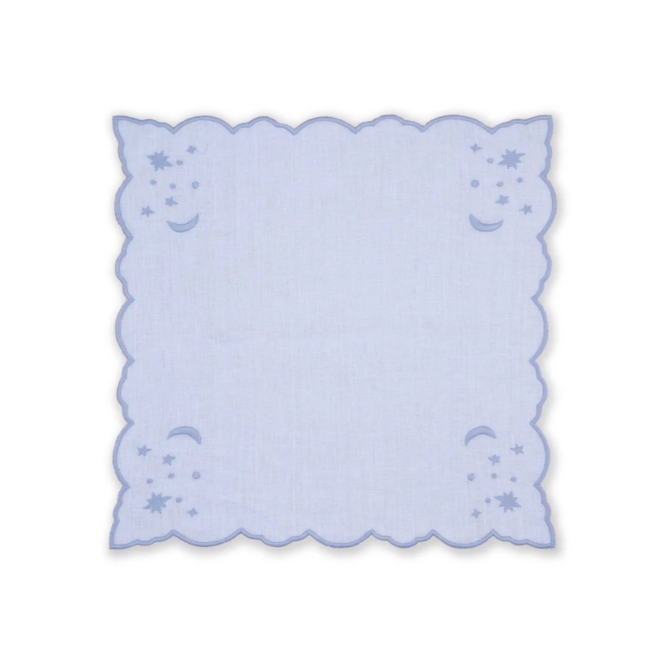 OTM Exclusive: The Astral Linen Napkin in Ice Blue and Ice Blue Embroidery