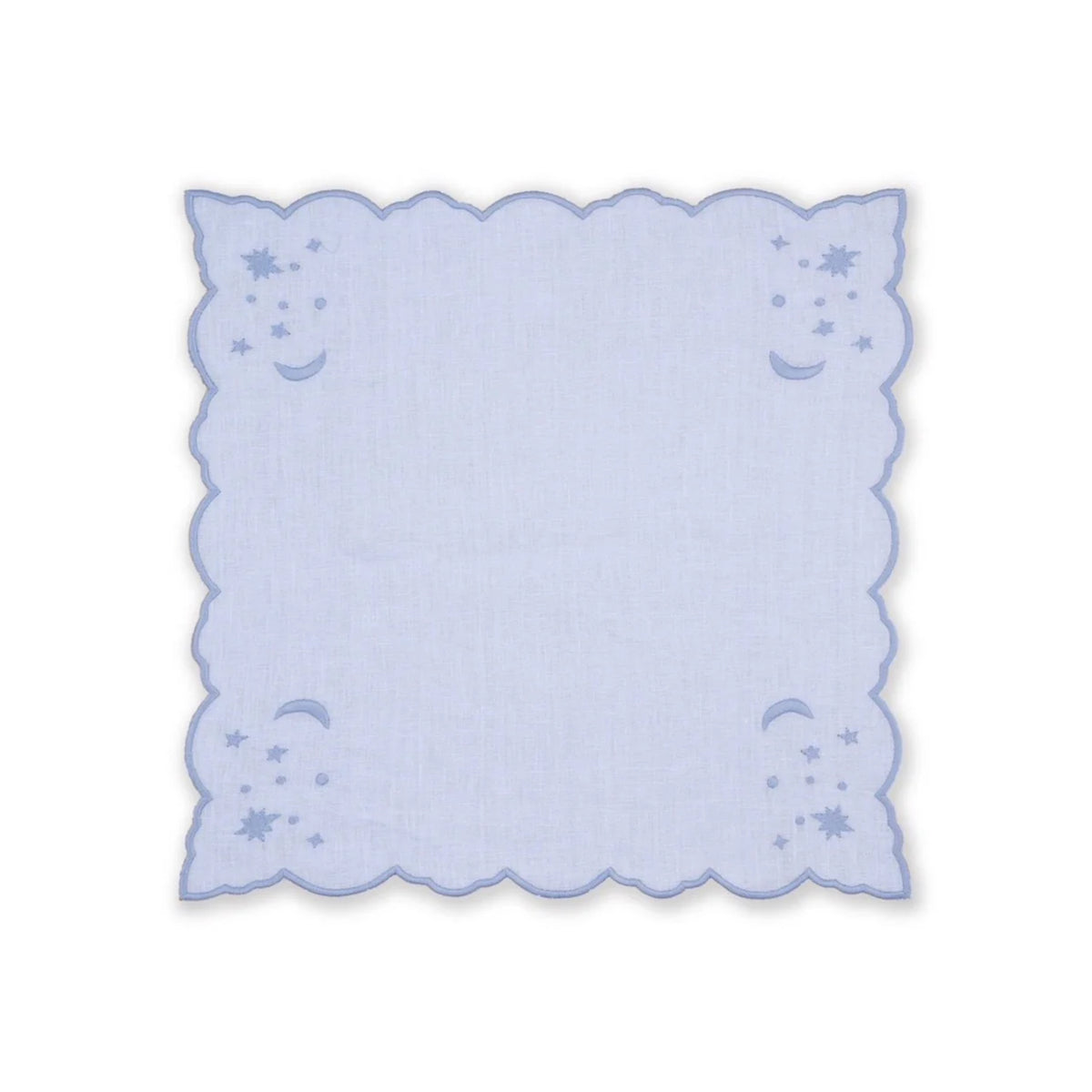 OTM Exclusive: The Astral Linen Napkin in Ice Blue and Ice Blue Embroidery