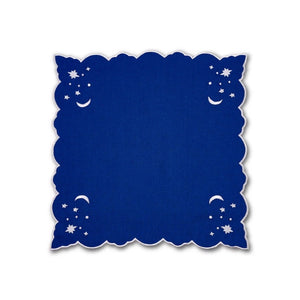 OTM Exclusive: The Astral Linen Napkin in Midnight Blue and Silver Embroidery