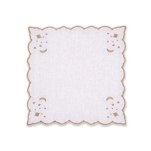 OTM Exclusive: The Astral Linen Napkin in White Linen and Gold Embroidery